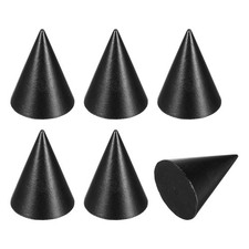 Wood Cone Ring Holder, 6 Pcs Finger Jewelry Display Stand, Black 40x50mm 