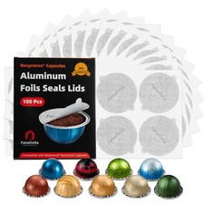 100 Pcs Aluminum Foil Seal Lids for Nespresso Vertuo 62 mm