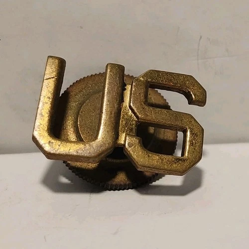 WW2 U.S. Military Brass Collar Screw Back Vintage Insignia Letters