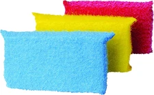 Multicolor Cellulose Scrub Sponges, Pack of 3, Blue/Yellow/Pink, 3 Count