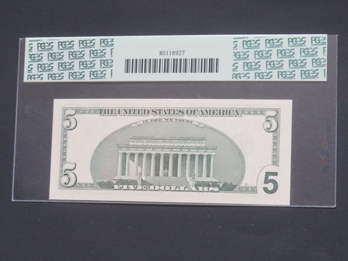 2001-$5 STAR NOTE -FEDERAL RESERVE ( SAN FRANCISCO -L ) PCGS GEM NEW 66 -PPQ - Picture 2 of 2