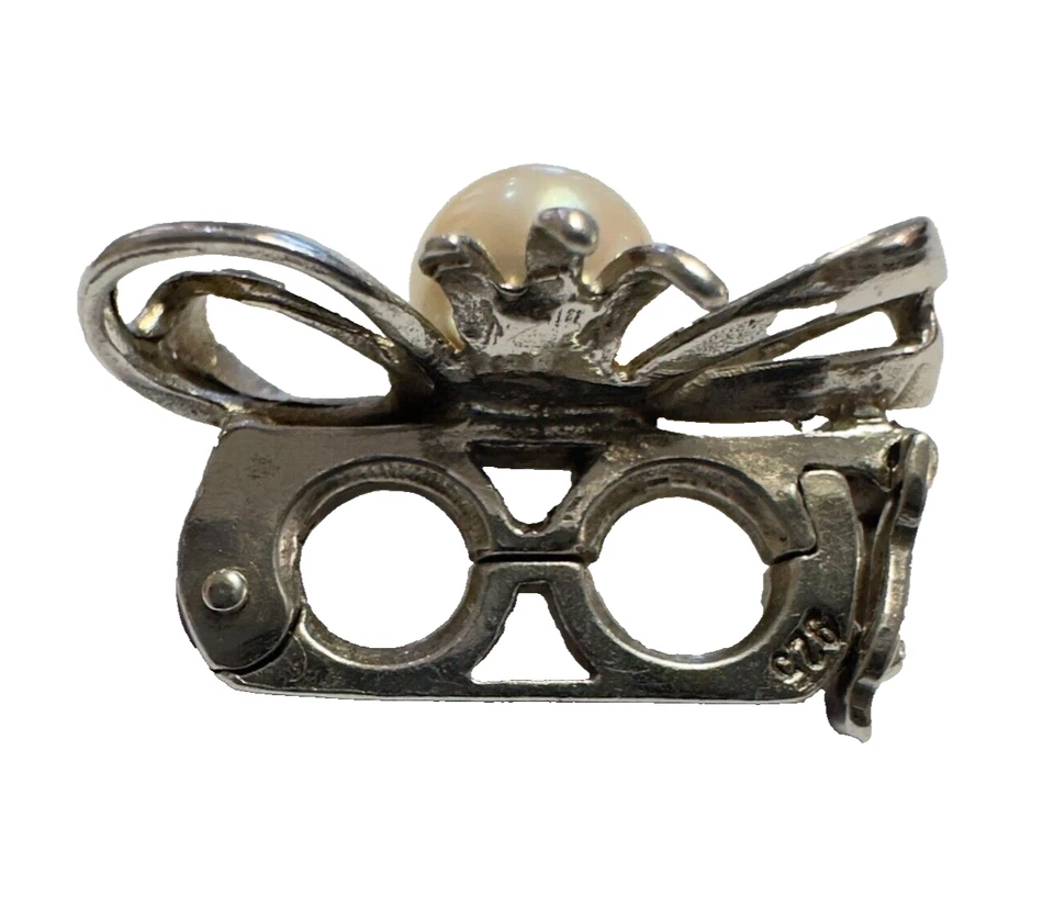 Vintage Perlenkettenclip Clip für Perlenkette 925 er Silber mit Akoya Perle - Bild 3 von 4