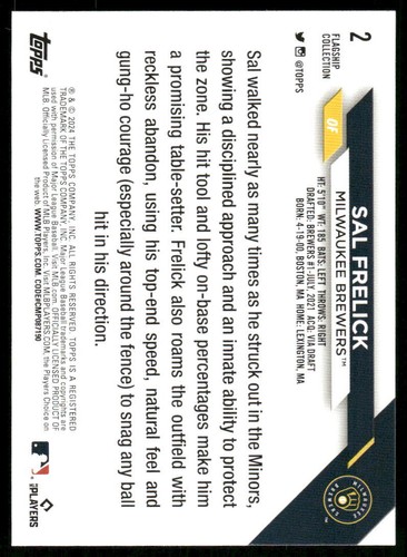 2024 Topps #2 Sal Frelick Flagship Collection - Picture 2 of 2