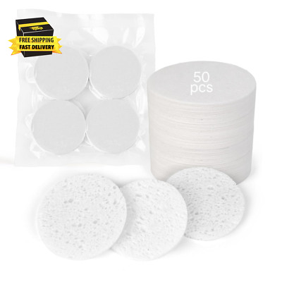 50-Count Compressed Facial Sponges,100% Natural Cellulose Cosmetic Make up Spong