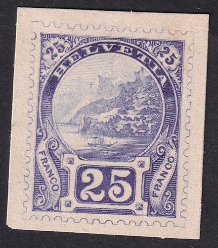 Schweiz 1891 Probedruck-Essay Rütli Marke Violett Befund Marchand (1786) - Picture 1 of 3