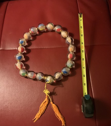 Collana Vintage - Vetro dipinto a mano dipinto a mano Buddha Cinese Preghiera Inversa - Rara - Foto 3 di 8