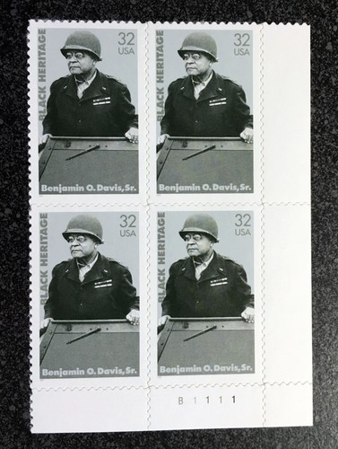 1997USA #3121 32c Benjamin Davis Sr Black Heritage - Plate Block 4 Mint - Picture 2 of 4