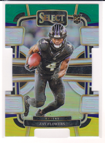 2023 Panini Select Zay Flowers Green & Yellow Die Cut Prizm Rookie RC Ravens #8