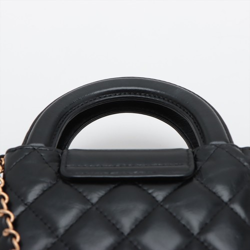 Chanel Matelasse Leather Chain Shoulder Bag Black Gold Metal Fittings AP3435 - 第 6/13 張圖片