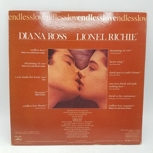 MERCURY Diana Ross Lionel Ritchie ENDLESS LOVE Film Soundtrack 1981 SRM1-2001 - Picture 2 of 7