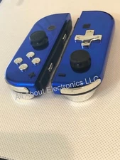 Custom Chrome Silver & Blue Buttons Nintendo Switch Joy Con Joy-Con JoyCon set