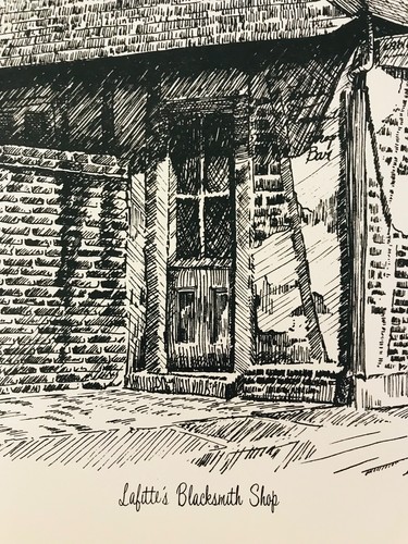 Lafitte Blacksmith Shop New Orleans H A Perez 1970 Vintage Lithography Sketch - Picture 2 of 5