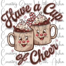 Sublimation Transfer Hot Cocoa Christmas Ready To Press Heat Transfer