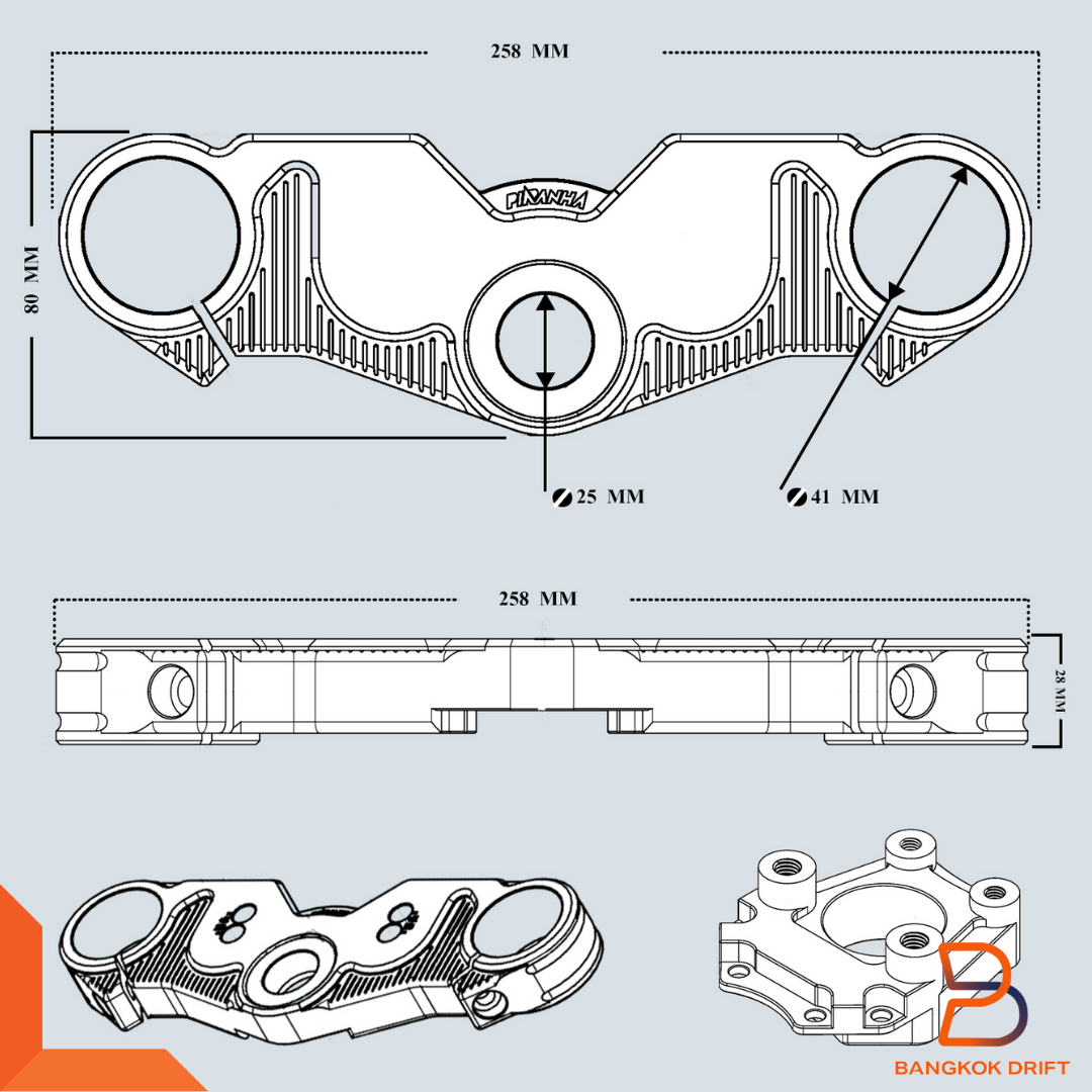 SILVER CNC ALUMINIUM COMPLETE TRIPLE TREES SET FIT HONDA MONKEY Z
