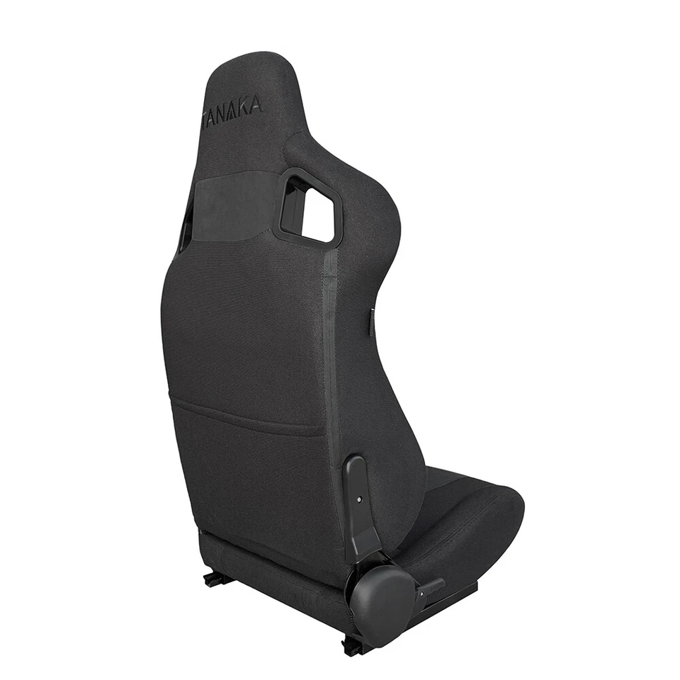 PAR de asientos de carreras de tela negra Tanaka reclinables con deslizadores para BMW B Foto 4 de 4