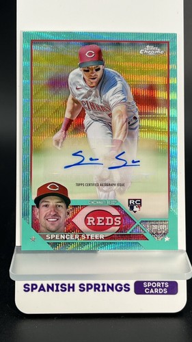 SPENCER STEER • 2023 Topps Chrome Update • RC AUTO • Aqua Wave Refractor • /199 - Picture 2 of 16