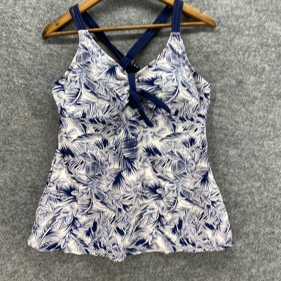 Unbranded Tankini Top Women XL White Floral Push Up V-Neck Sleeveless Wide Strap - Image 4 of 4