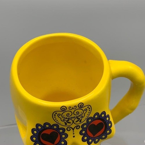Sugar Skull Yellow Day of The Dead Love Lock Coffee Mug Spanish Mexican Heritage - Picture 4 of 8