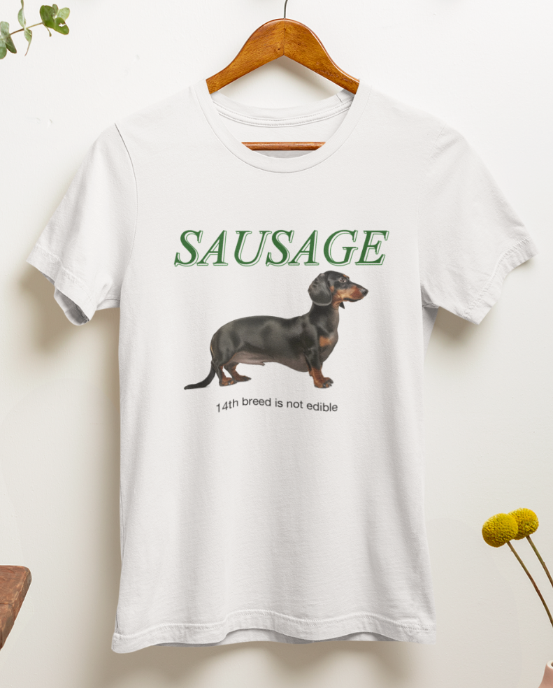 Tシャツ・カットソー Hashtag DDD Dog Print Side Lace-Up Sleeveless Short Tops Dachshund Dog Sausage 14th breed is not edible T shirt