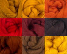 Needle Felting Wools - 9 Merino Wool Tops - FIRE TONES