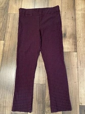 Erica Taylor Textured Pull On Straight Leg Black & Burgandy Pants Sz XL