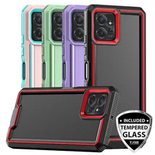 For Moto G Power 5G 2023 Case PC+TPU Shockproof Impact Cover +Tempered Glass