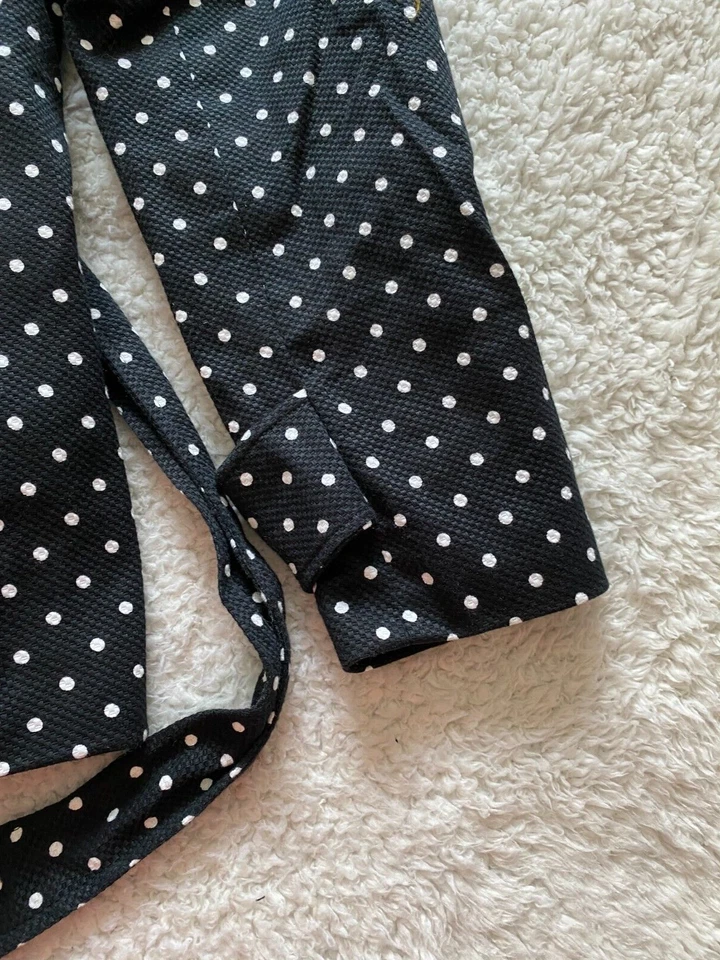Elena Solano Women Size XL Black Polka Dot Long Sleeve Blazer Jacket w Belt (A22 - Image 3 of 4