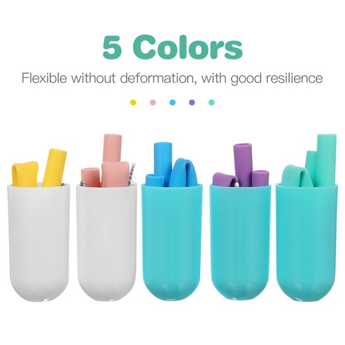 5 Sets of Silicone Straws Foldable Drinking Straws for Women Men portable straws - Picture 10 of 11