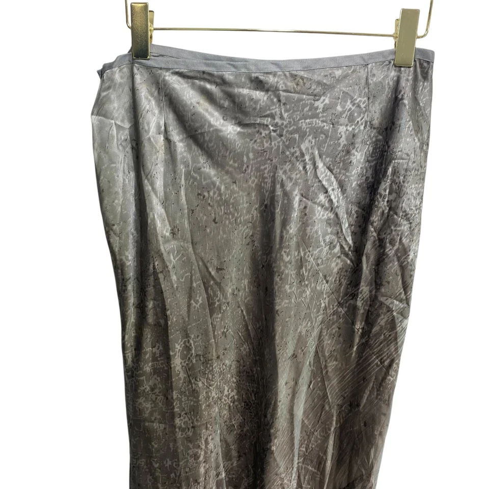 DKNY Maxi Falda 100% Seda Mujer 12 Gris Tostado Beige Tranquila Lujo Fluido Brillo Foto 3 de 4