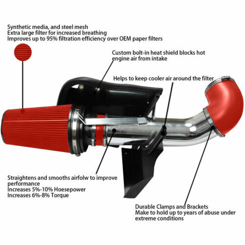 4" Cold Air Intake System&Heat Shield For 2002-2006 Chevy Avalanche 1500 5.3L V8 - Picture 3 of 13