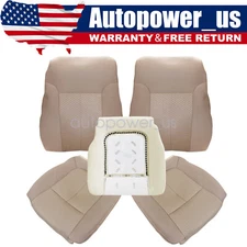 For 2011-2014 Ford F150 Both Side Bottom & Top SEAT COVERS & Foam Cushion Tan