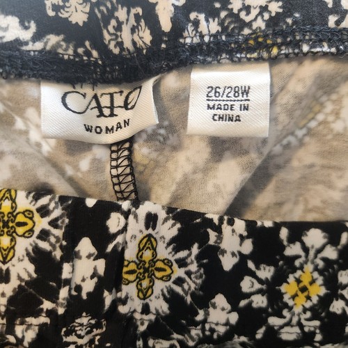 Cato Sz 26/28 W Black & Yellow Geometric Flower Print Leggings - Picture 4 of 5