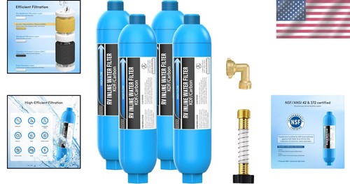 Premium Inline Water Filter with 90° Brass Elbow for RVs - 4 Pack Convenience - Picture 2 of 10