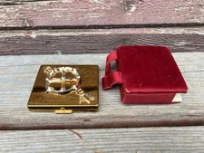 SCARCE VTG PAUL FLATO BRASS COMPACT COMPASS SPINNER WHETHER OR NOT w CASE