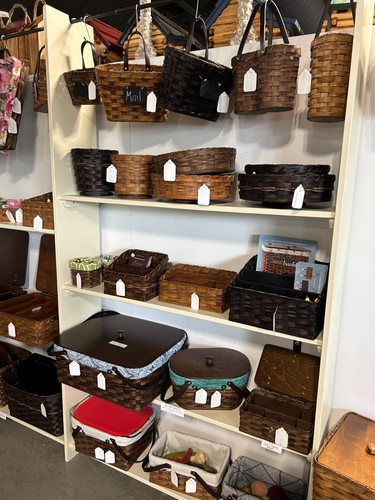 CESTA DE FRUTAS - Cesta de exhibición tejida a mano Amish con asas de cuero EE. UU. HECHA A MANO - Imagen 11 de 12