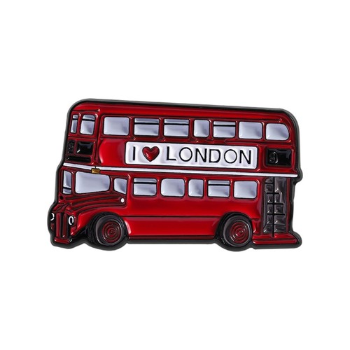 Stylish Red Bus Lapel Pin Alloy Brooch Gift for Culture Admirers - Picture 1 of 8
