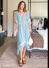 Zara NEW FW25 ZW Collection Dusty Blue Romantic Midi Dress Size XL 5107/265 Boho