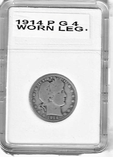 1914 barber quarter worn legible date