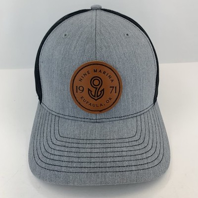 Nine Marina Eufaula OK Trucker Hat Gray Black Mesh Richardson 112 Snapback Cap