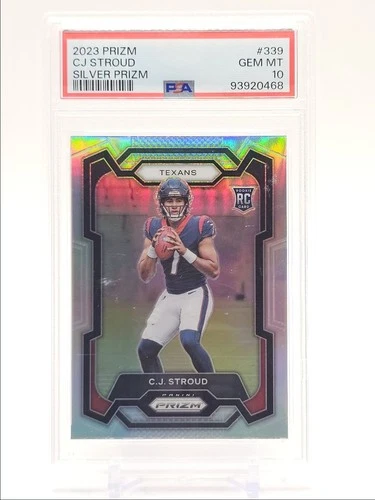 C.J. STROUD 2023 PANINI PRIZM ROOKIE FOOTBALL SILVER B RC PSA 10 Q0004