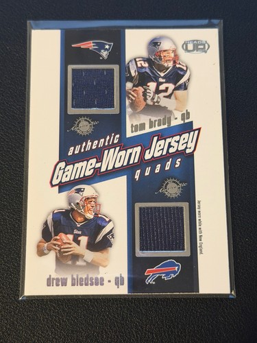 2002 Pacific Heads Up Game Worn Jersey Quads Tom Brady Drew Bledsoe Troy Brown 