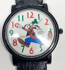 Black Seiko Lorus Disney Quartz V515-8030 Goofy Watch 34mm New Battery