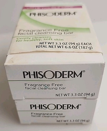 Phisoderm Fragrance Free Facial Cleansing Bar Soap 2 Bars 3.3 oz ea NEW Double - Picture 5 of 5