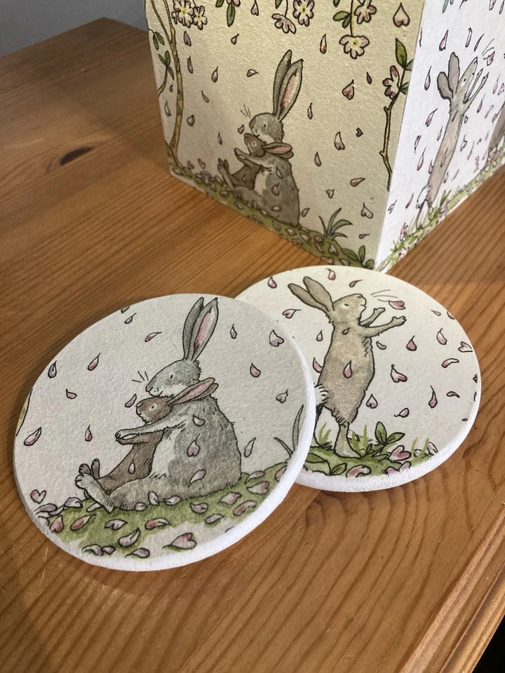 Wooden MDF tissue Box Cover Set With 2 Matching Coasters Ideal For A Nursery NEW - Image 3 of 4