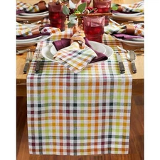  Check Linen Table Runner 90 Inches Long - 14 x 90 Inch Multicolor - Gingham