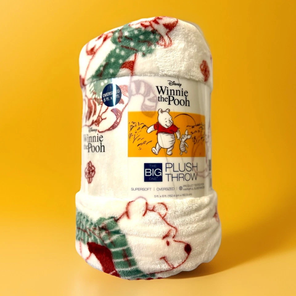 The Big One Disney WINNIE THE POOH Navidad Vacaciones Manta Suave 5’ X 6’ Foto 2 de 2