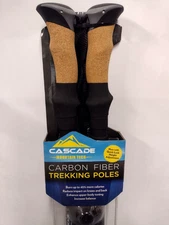 NEW Cascade Mountain Tech 100% Carbon Fiber Quick Lock Trekking Poles Cork Grip