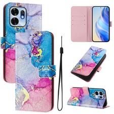 For Various Phone Hot Colorful Marble Card Wallet Case Flip Stand Magnetic Cover