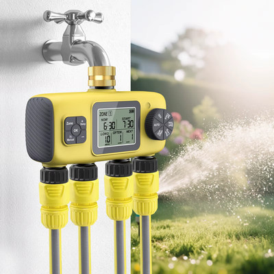 Water Timer for Garden Hose 4 Zone/3 Zone Rain Delay Irrigation Controller Progr