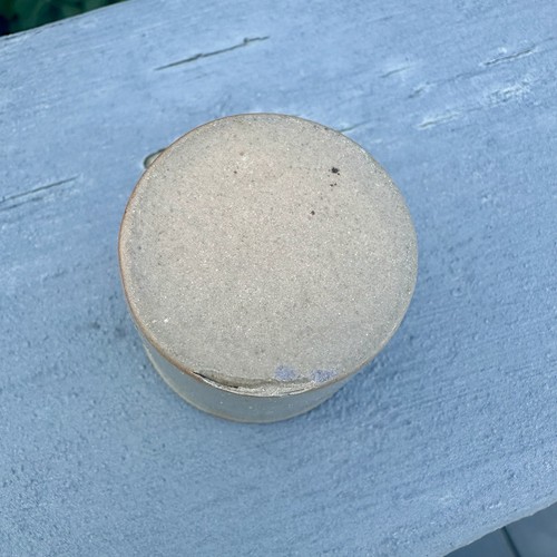 Vtg Stoneware School House Crock Toothpick Holder Blue Grey Miniature Dollhouse - Picture 4 of 4